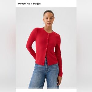 GAP Modern Rib Cardigan in Modern Red, Size M
